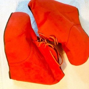 Orange Wedge Booties